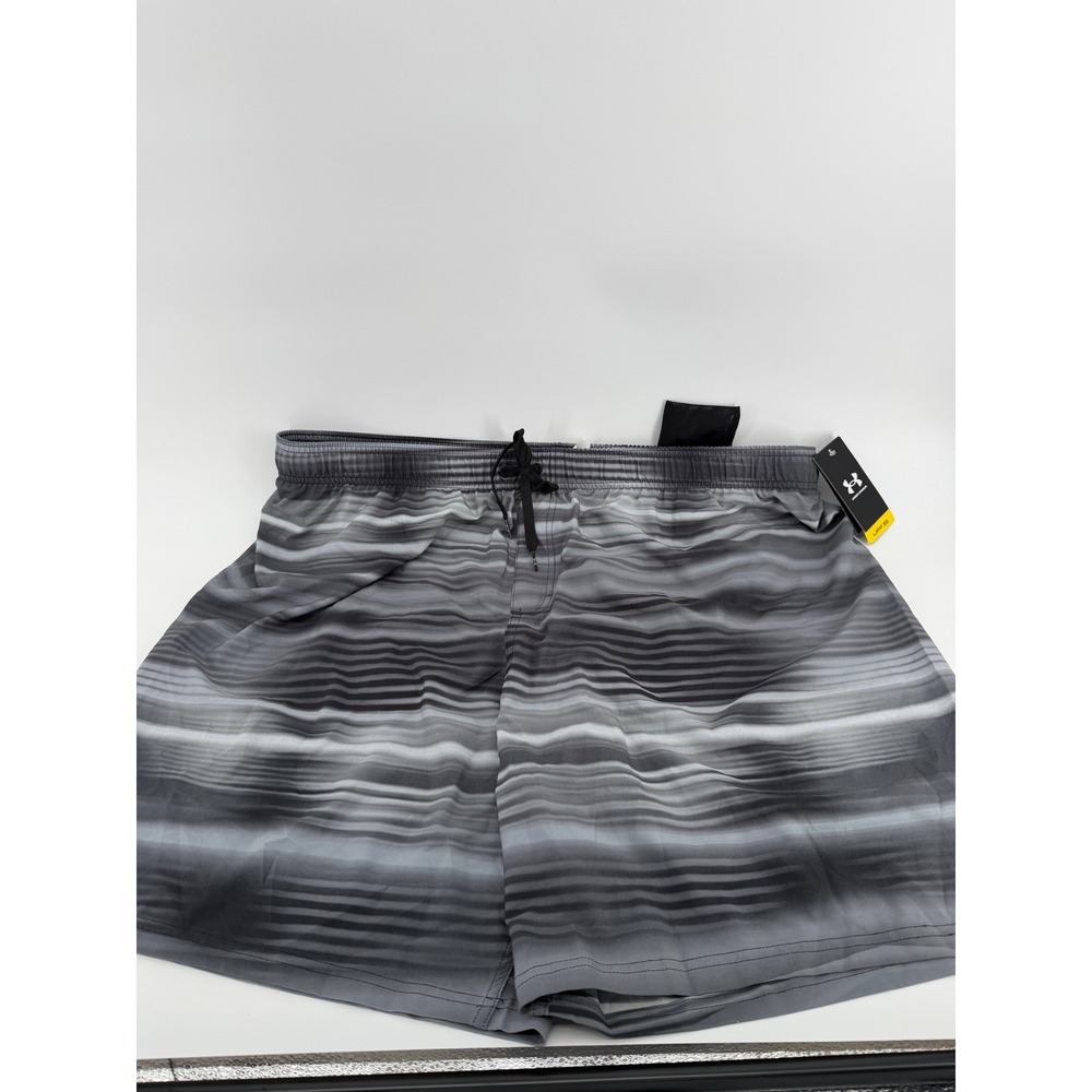 Under Armour Mens Swim Trunks 3XL Black Grey Striped Mesh Lined USSFK044-001 NEW